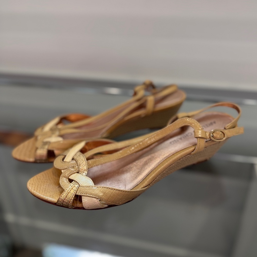 Arturo Chiang Beige Open Toe Leather Sandals (sz 8)